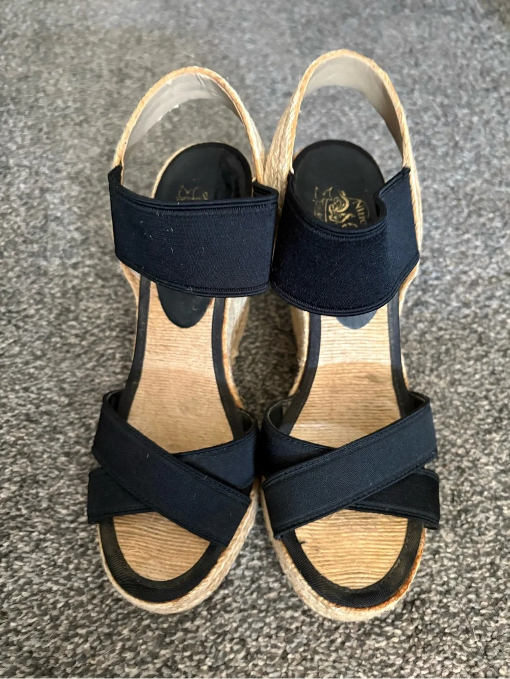 Nine West Black Wedge Espadrille Sandals